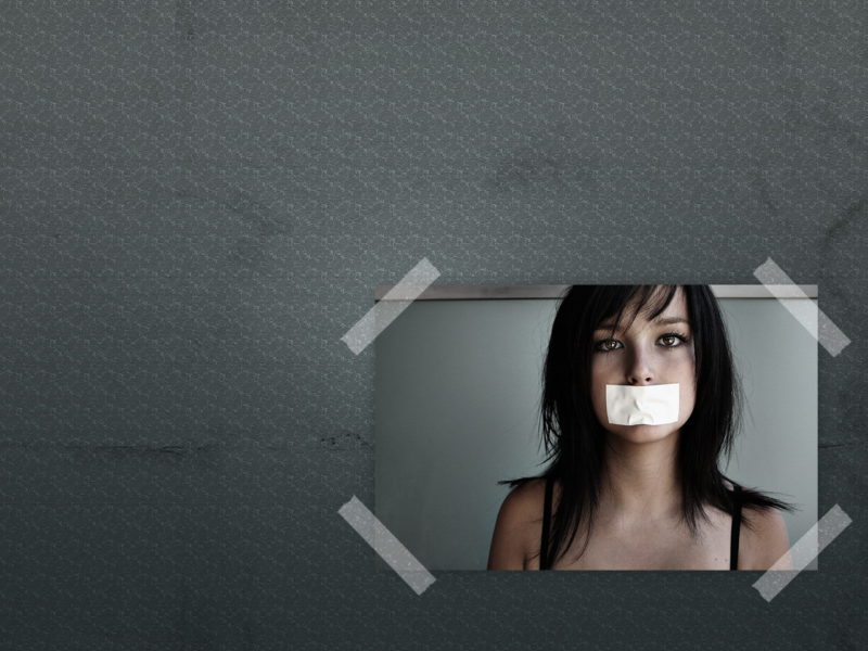 Funny Wallpapers A Girl With A Taped Mouth 100265