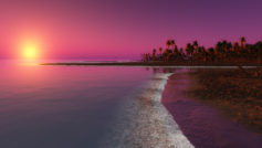 Digital Coastal Beach Sunset Wide