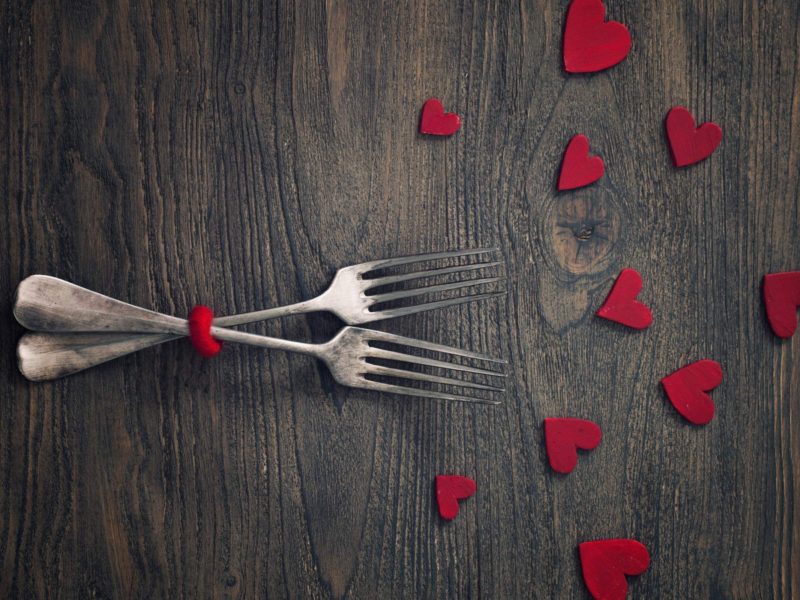 Fork Art Red Hearts