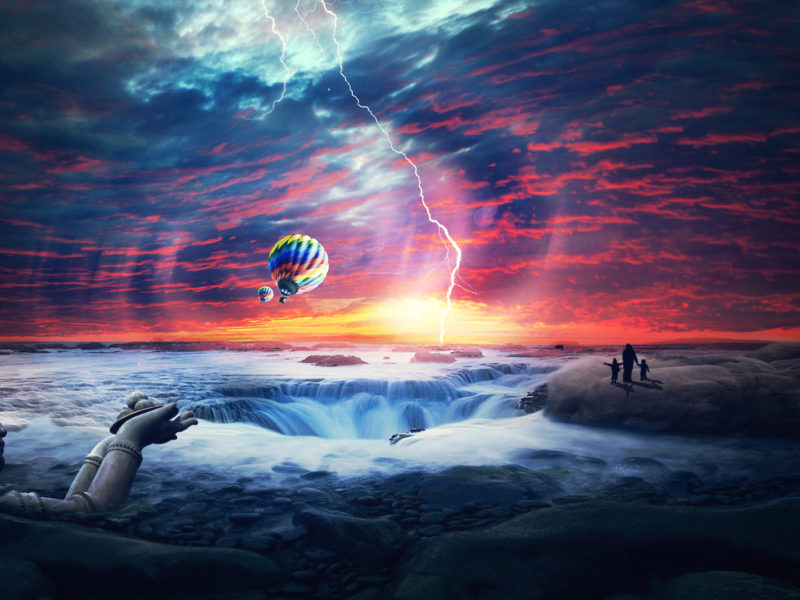 Heaven Sunset Sea Airballons Hd