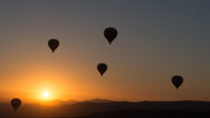 Hot Air Balloons Sunset Wide