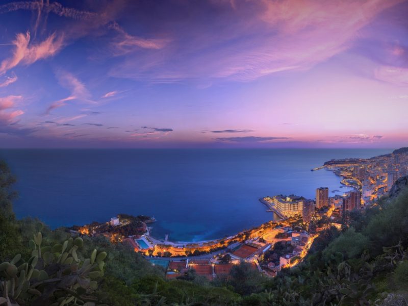 Monaco Purple Clouds Sunset 1600×900