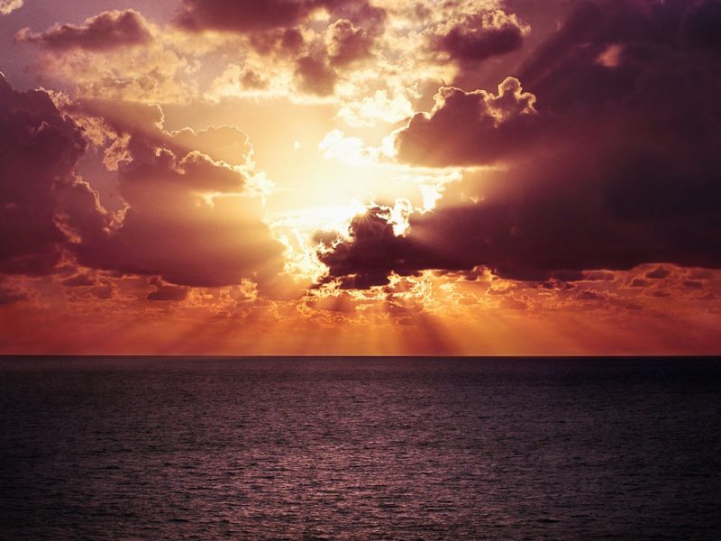 Ocean Horizon Sunset 1600×900