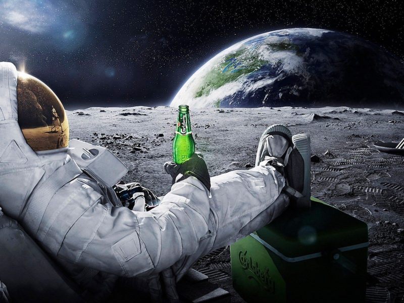 Astronaut Drinks Beer Humor