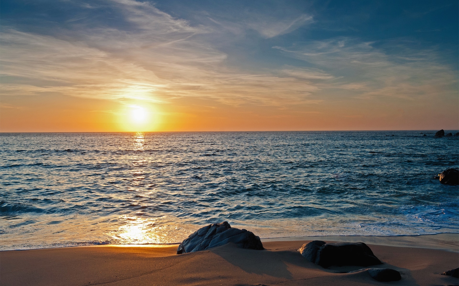 Beach Sunset Landscape View - High Definition Wallpaper