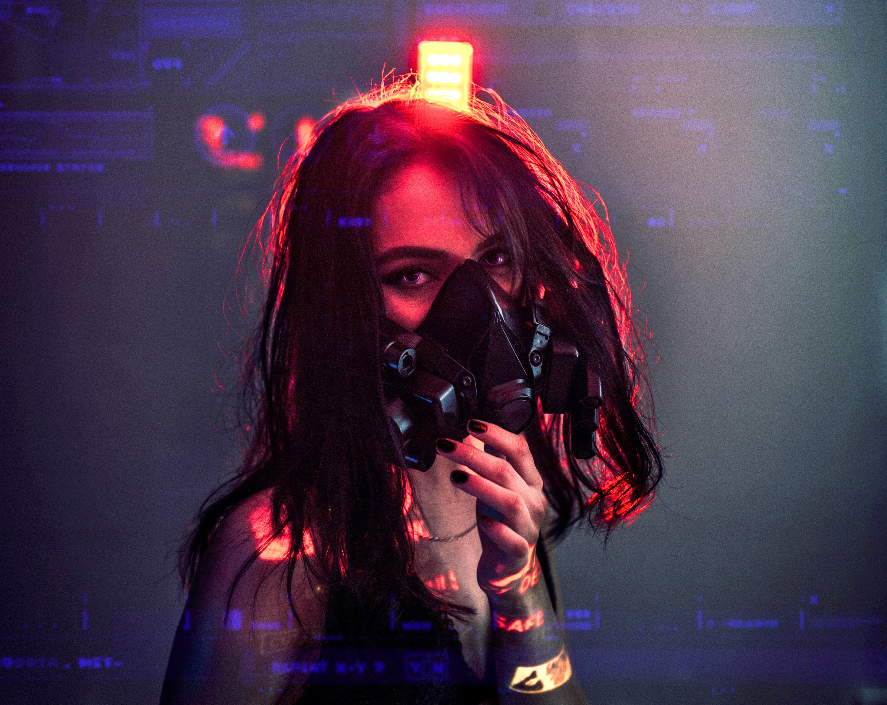 Sci Fi Cyberpunk Girl With Gas Mask High Definition Wallpaper 9527
