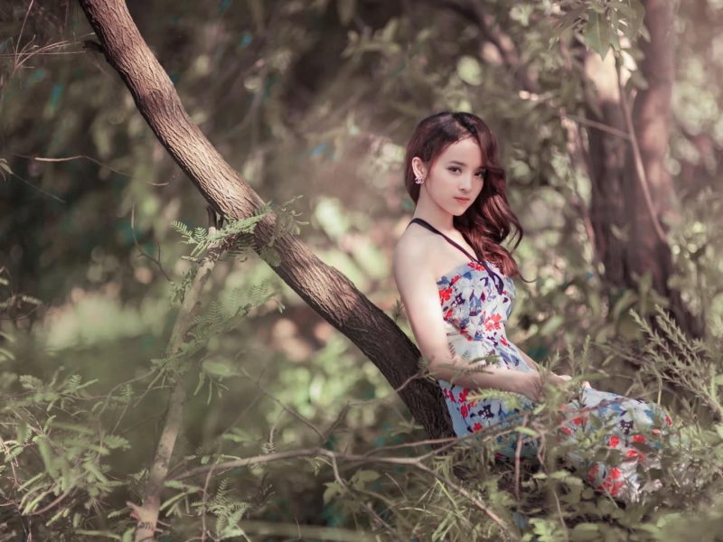 Asian, Women, Women Outdoors, Model, Tree, Young Adult, Plant