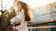 Hat, Flowers, Asian, Women, Model, áo Dài, Vietnamese, Nón Lá