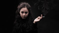 Kim Tae Hee, Asian Girl, Smoking, Black Background